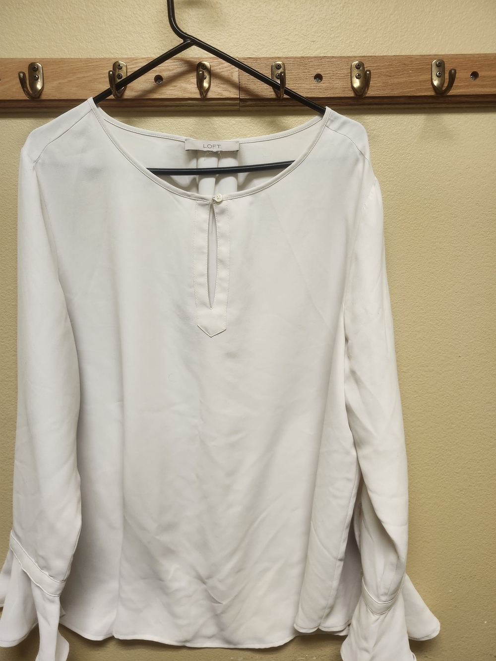 LOFT Women's White Long Sleeve Blouse